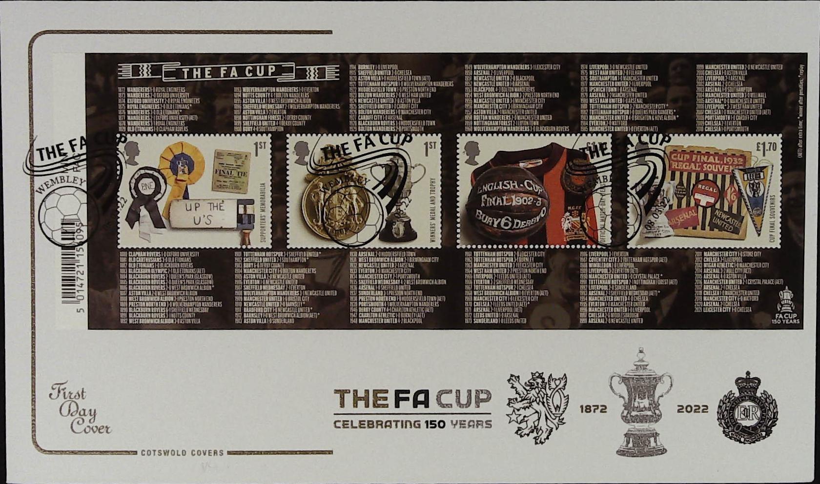 2022 The F A Cup Mini Sheet COTSWOLD FDC - Wembley ( The F A Cup) Postmark